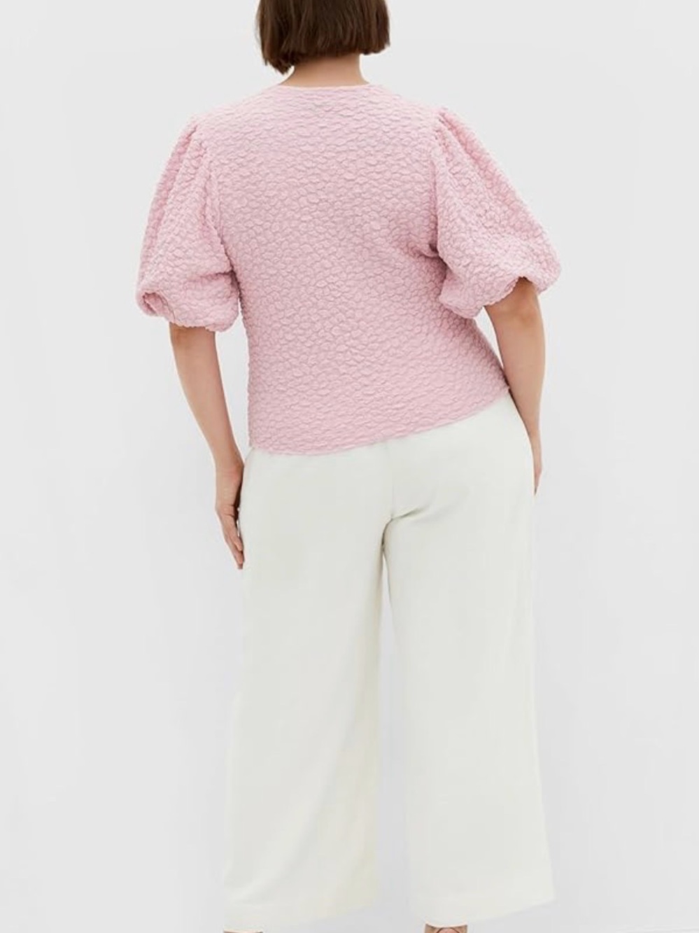 City Chic Chrissie Top - Pink with Balloon Sleeves - Picture 8 of 9